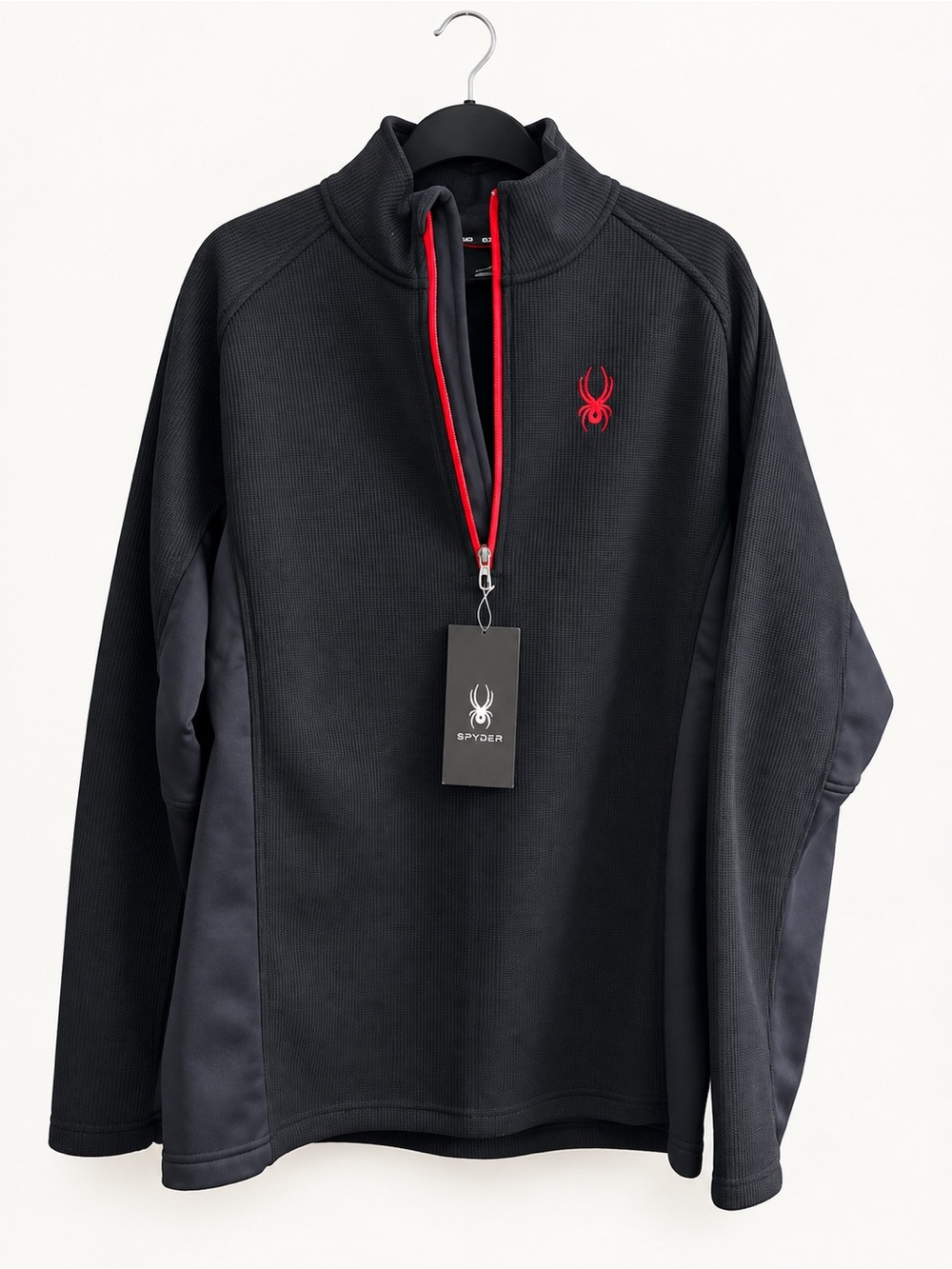 Spyder Black Half-Zip Performance Jacket with Red Trim